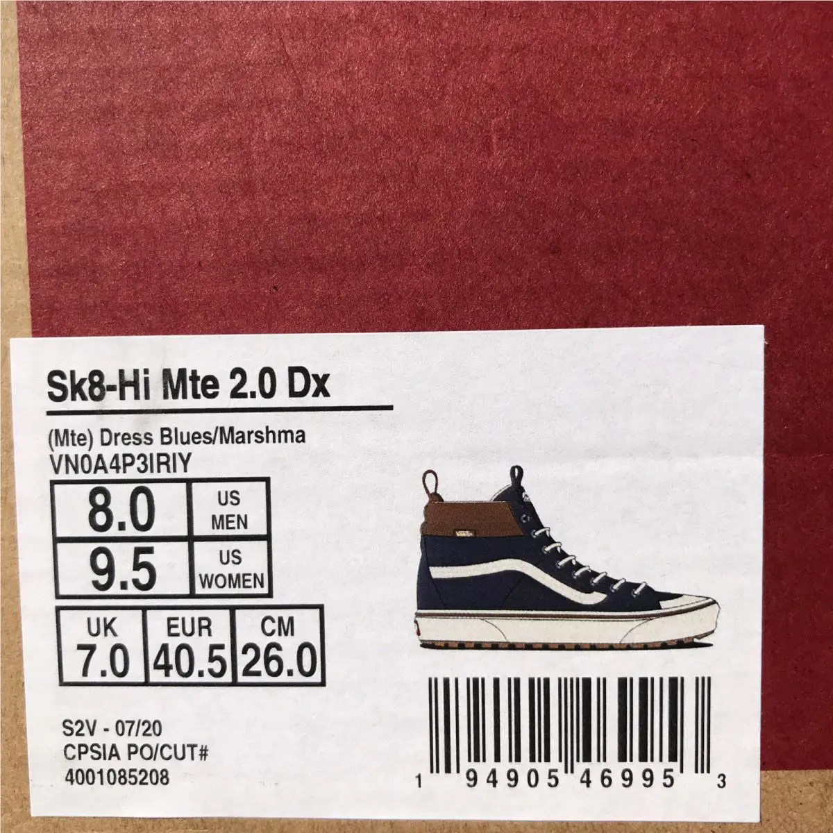 Vans shoes - VANS Sk8-Hi Mte - Mte - VN0A4P3IRIY - Dress Blues - Blue / Marshmallow - White, Manufacturer: Dress Blues / Marshmallow (UPC: 0194905469953) 6