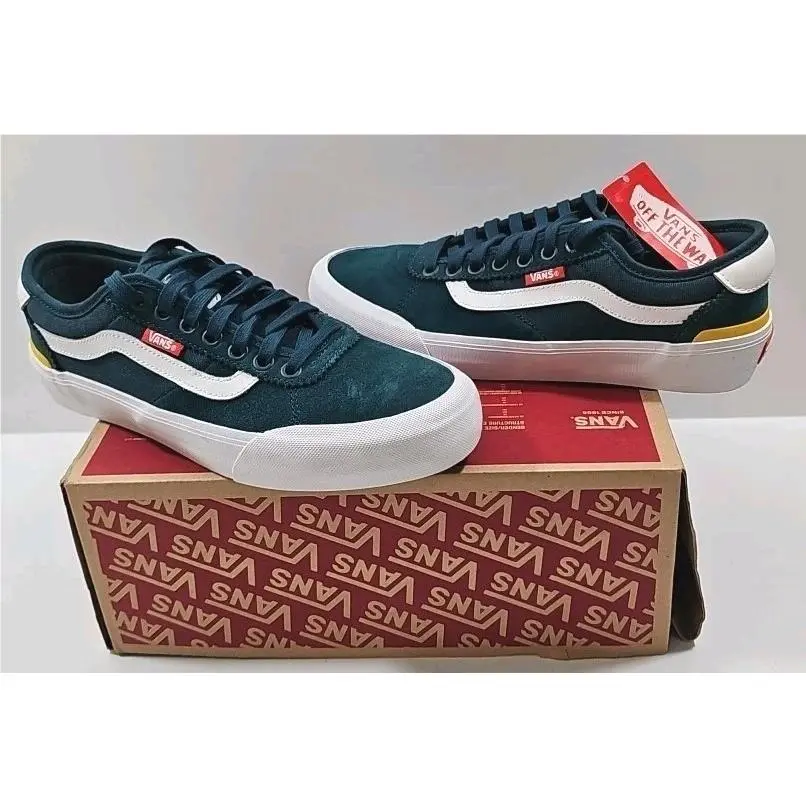 Vans Woman 8.5 Men`s 7 Chima Pro 2 Suede/canvas Low Top Sneaker Atlantic Color