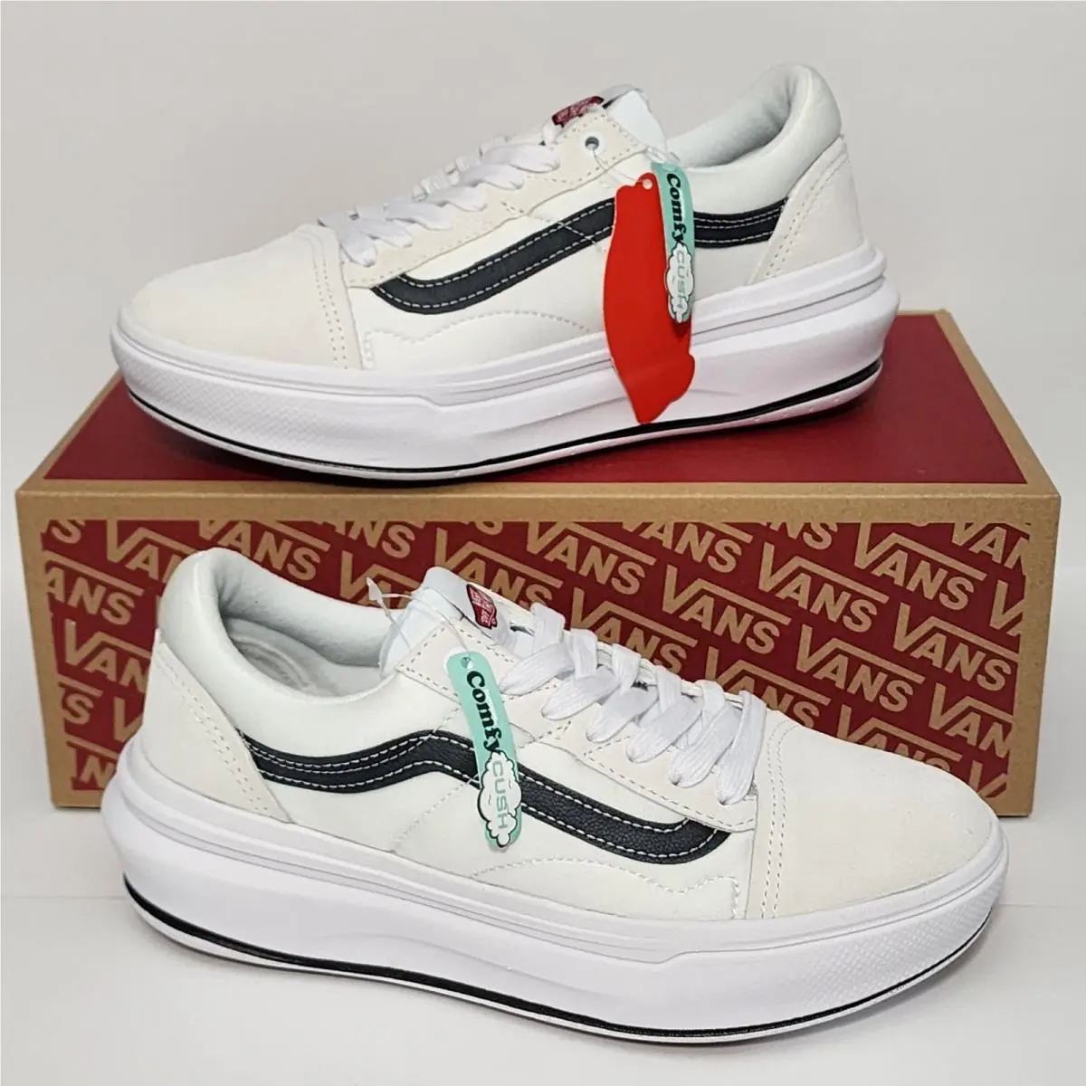 Vans Old Skool Over Shoes White Men`s Sz 8.5 Women`s Sz 10 Comfy Cush