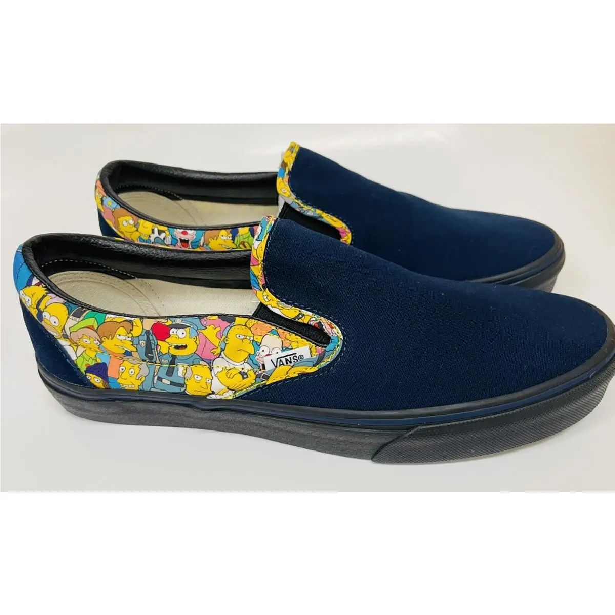 Super Fresh  The Simpsons Custom Comfycush Slip-on Navy Canvas Size 10 by Vans