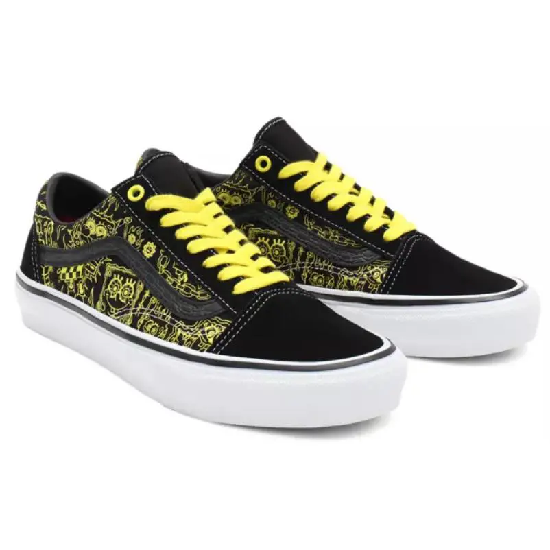 Vans x Spongebob Old Skool Big Kid Boys Girls Skate SK8 Shoes Sneakers Size 4 - Black and Yellow