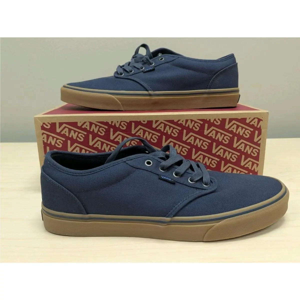Mens Vans Atwood Navy Blue Canvas Skate Shoes Gum Sole Sz 13 - Blue