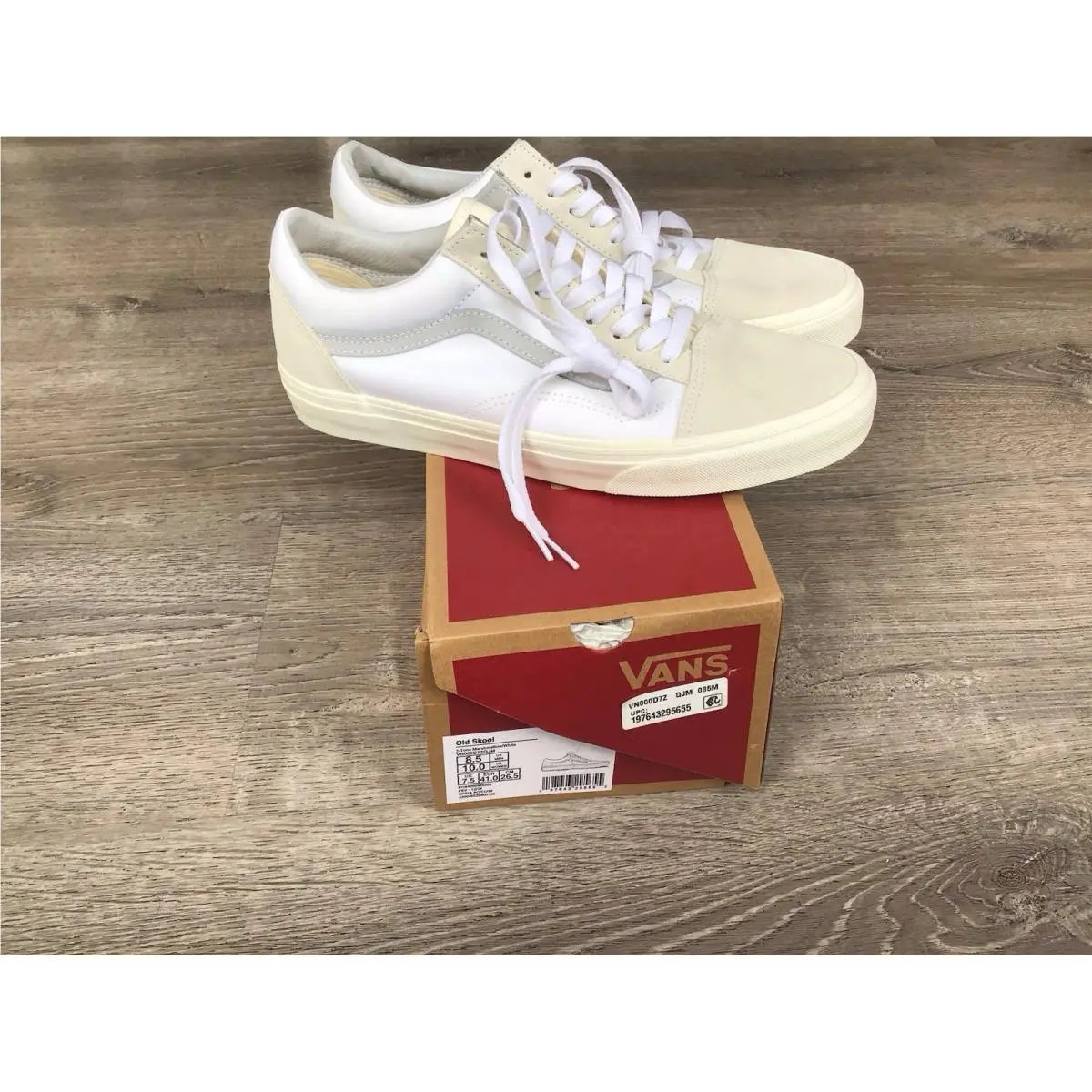 Vans Old Skool Low Sneakers Mens Size 8.5 Womens 10 Marshmallow White Shoes