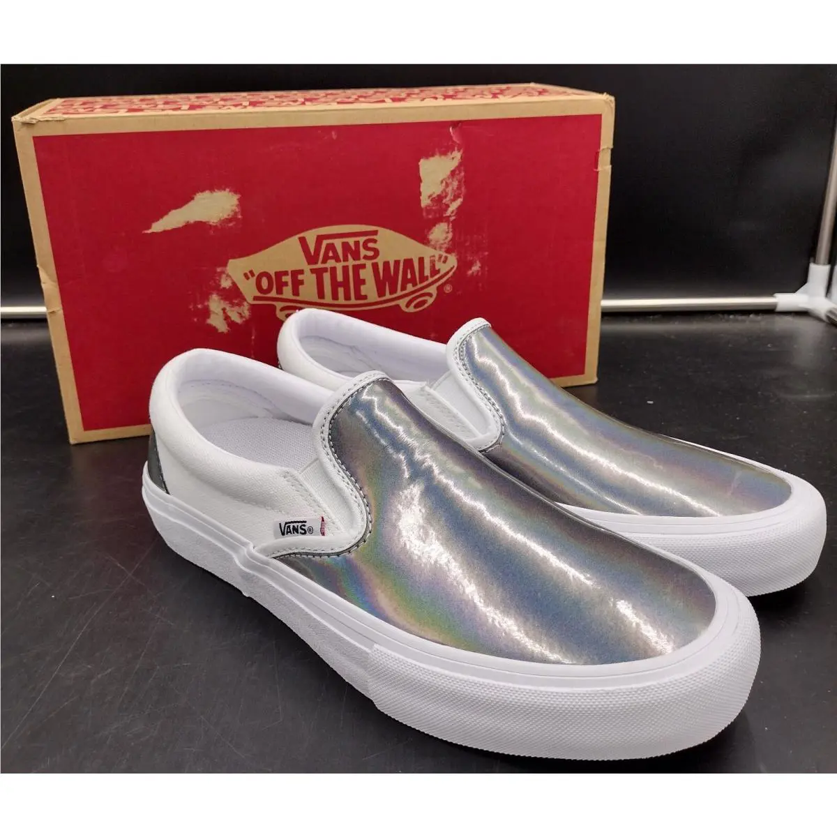 Vans shoes - VANS Slip on Pro - Slip Pro - VN0A347VK01 - (IRIDESCENT) BLACK/TRUE WHITE (UPC: 194902059225) 3