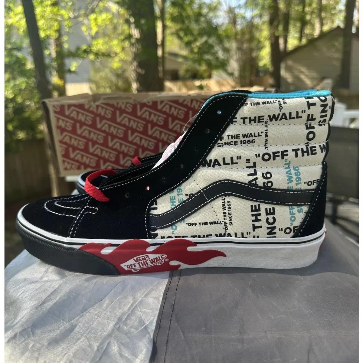 Size 9.5 - Vans SK8-HI City Map Flames Black Gum Shoes Mens Hi Top Otw Skate