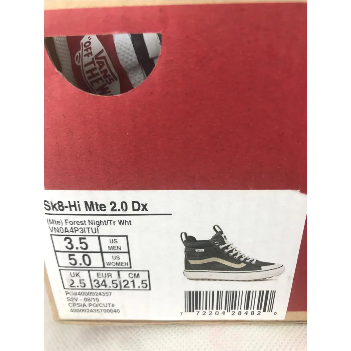 Vans shoes - VANS Sk8-Hi Mte - Mte - VN0A4P3ITUI - Forest Night / True White, Manufacturer: Forest Night White (UPC: 0772204284820) 4