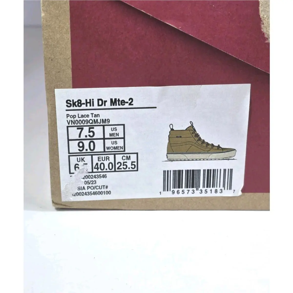 Vans shoes - Vans Sk8-Hi DR MTE-2 - VN0009QMJM9 - Brown 9