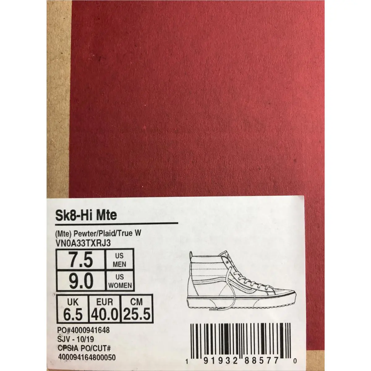 Vans shoes - VANS Sk8-Hi Mte - Mte - VN0A33TXRJ3 - Pewter / Plaid / True White (UPC: 0191932885770) 5