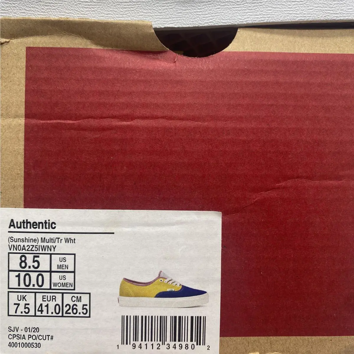 Vans shoes - VANS Authentic - Authentic - VN0A2Z5IWNY - Multi Colored Sunshine Yellow Red Purple True White (UPC: 0194112349802) 6