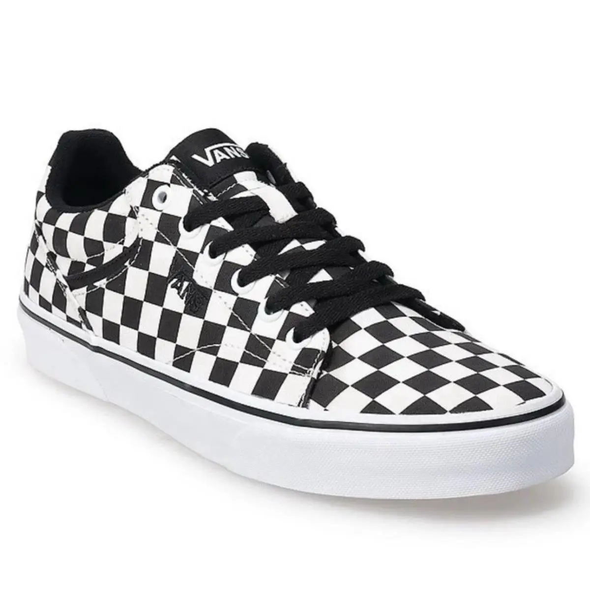 Seldan Checkerboard Skater Lace Up Low Shoes Black White Black Men’s 9 by Vans
