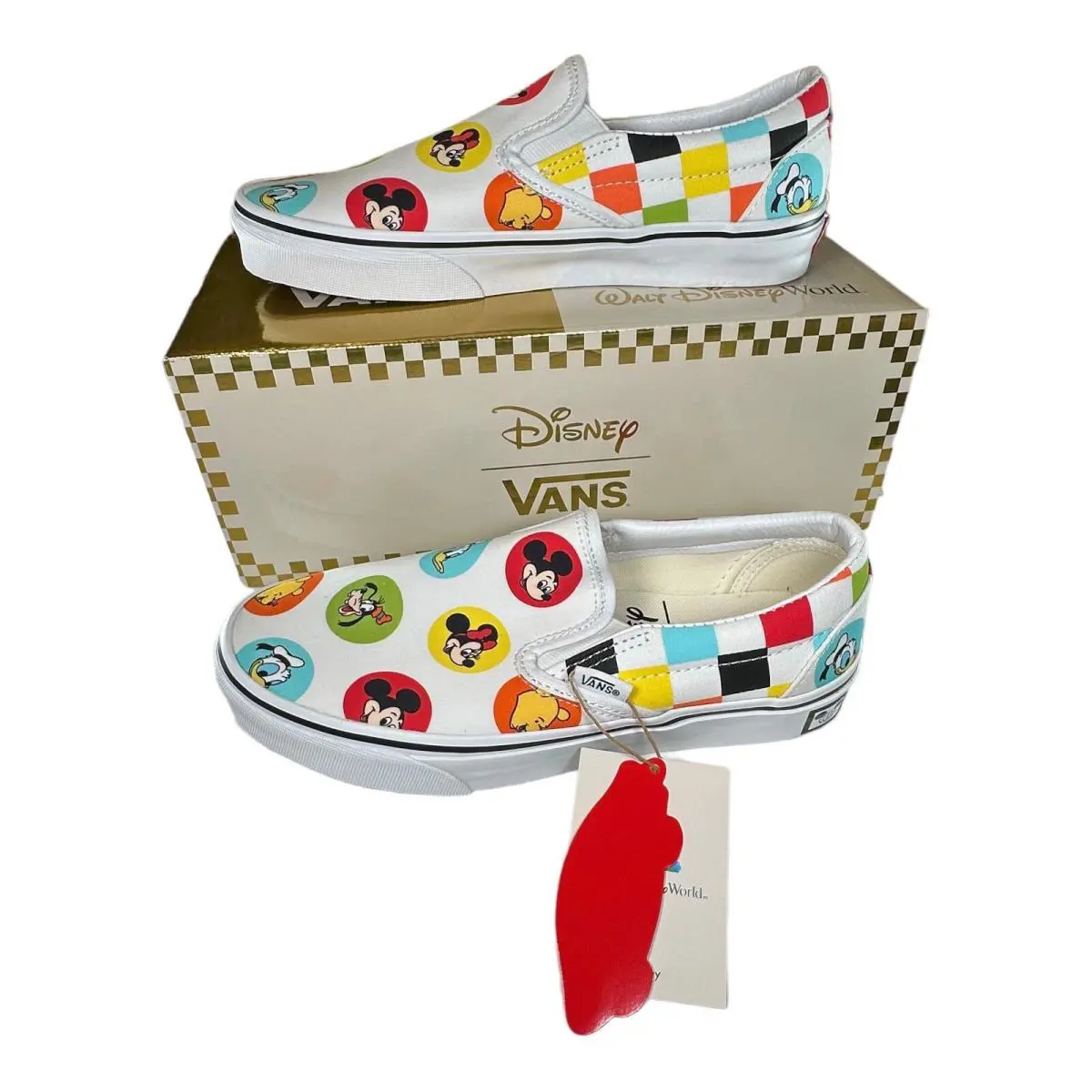 Vans Disney 50th Anniversary Classic Slip-on Disney Character Buttons M 6 W 7.5 - Multicolor
