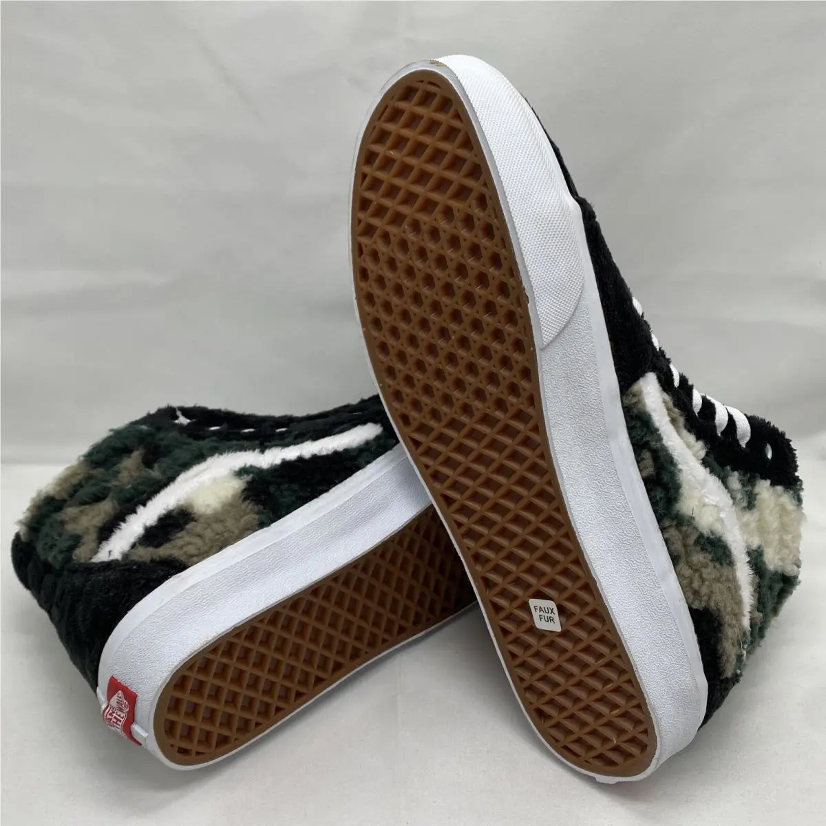 Vans shoes - Vans Sk8 Hi - VN0A5JMJA58 - Black Green Tan Khaki Beige White Sherpa, Manufacturer: Camo / Black (UPC: 0192828980692) 4