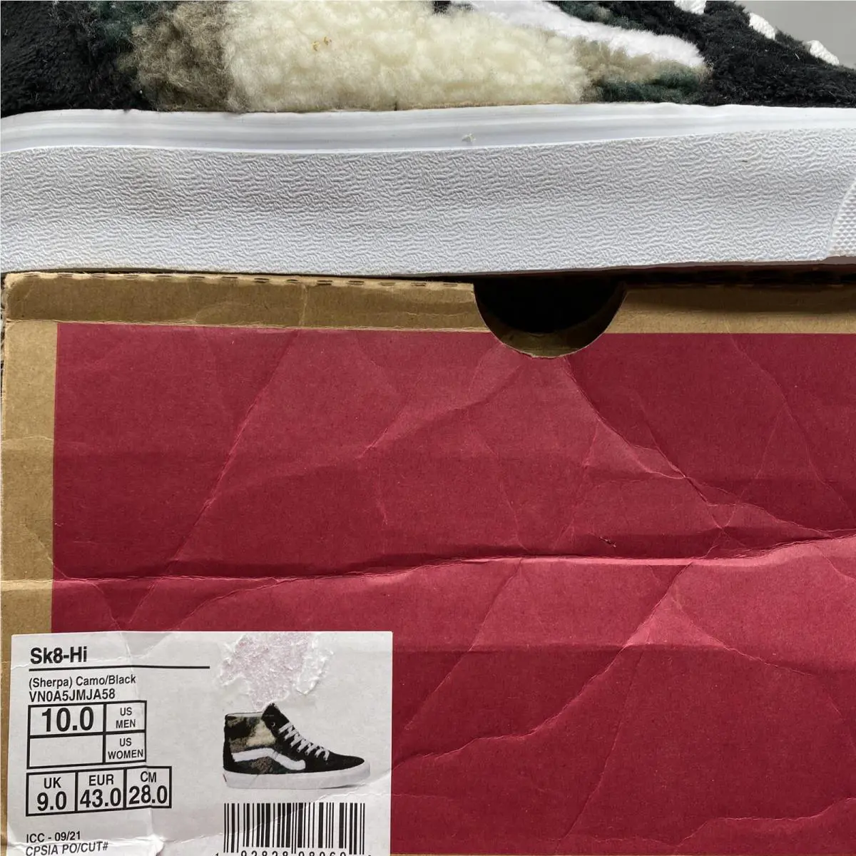 Vans shoes - Vans Sk8 Hi - VN0A5JMJA58 - Black Green Tan Khaki Beige White Sherpa, Manufacturer: Camo / Black (UPC: 0192828980692) 5