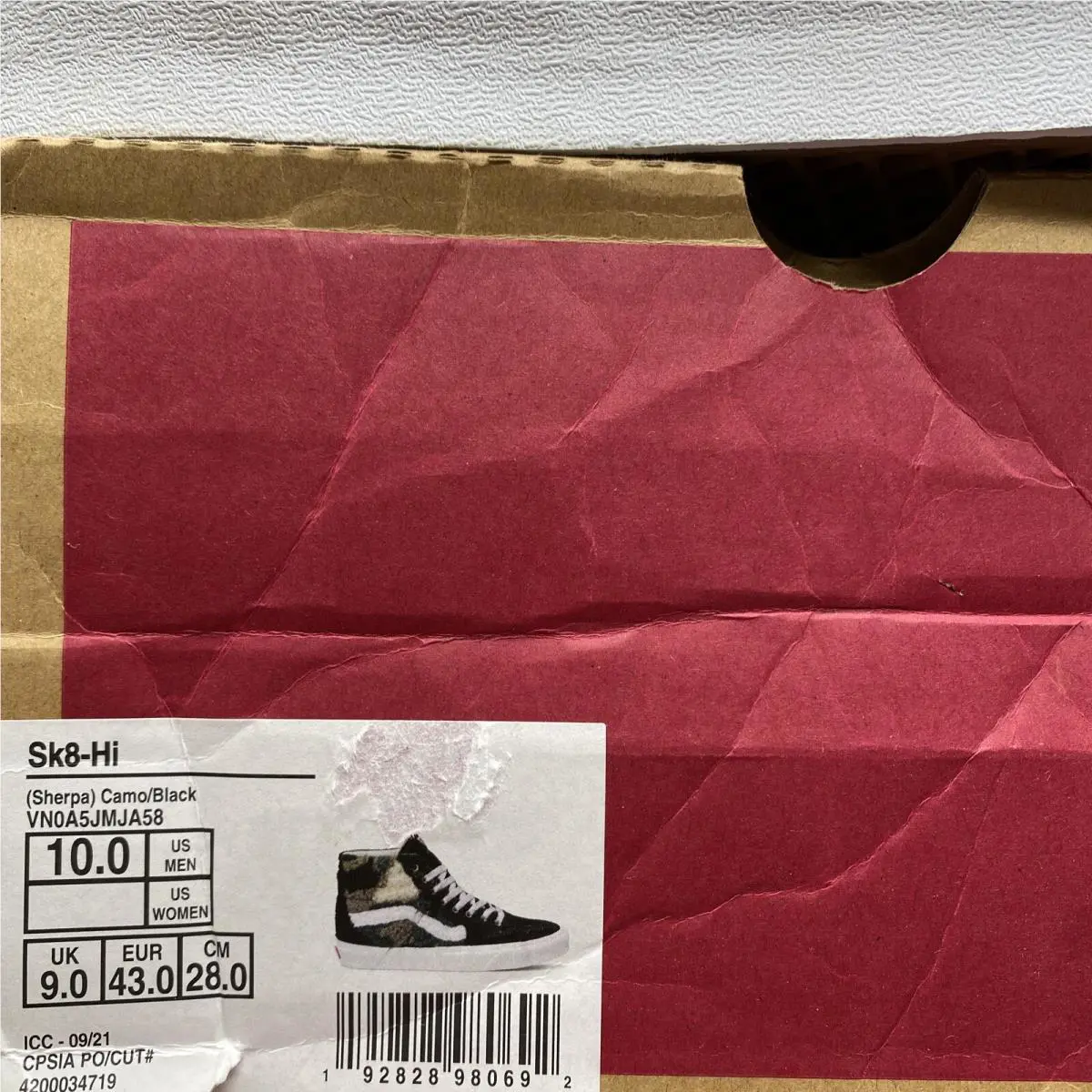 Vans shoes - Vans Sk8 Hi - VN0A5JMJA58 - Black Green Tan Khaki Beige White Sherpa, Manufacturer: Camo / Black (UPC: 0192828980692) 6