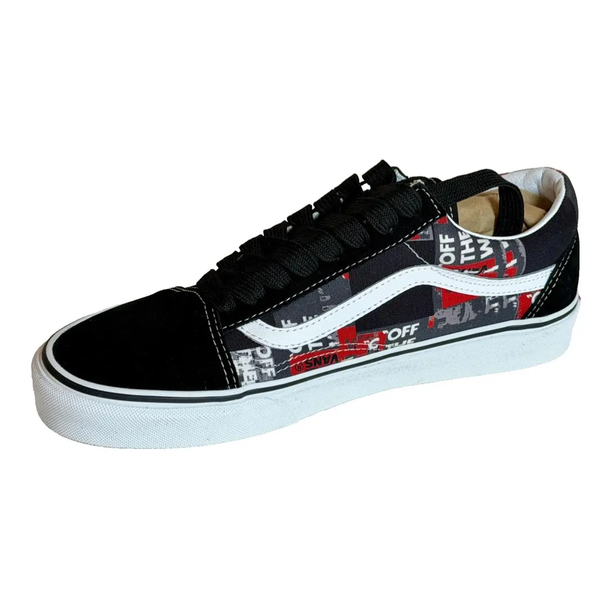 Vans Old Skool “off The Wall” Packing Tape Black Red Sneakers Men’s 8.5