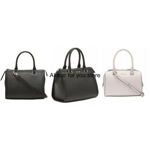 Calvin Klein Satchel Bag Mercy Saffiano Leather Satchel Bag Black Powder Pink