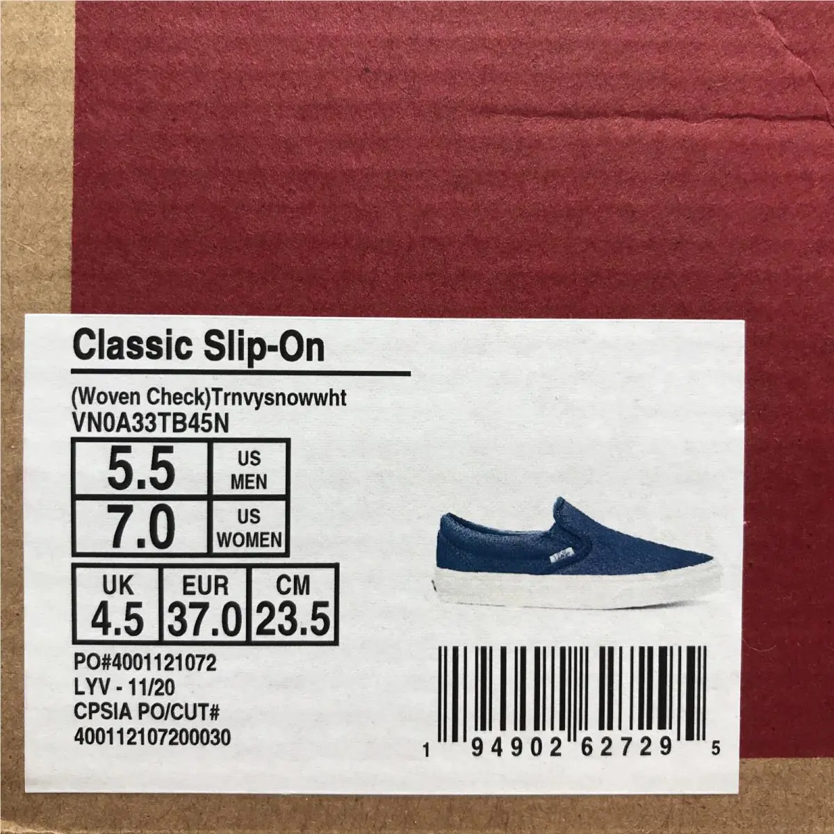 Vans shoes - VANS Classic Slip-On - Classic - VN0A33TB45N - True Navy / Snow White, Manufacturer: True Navy / Snow White (UPC: 0194902627295) 4