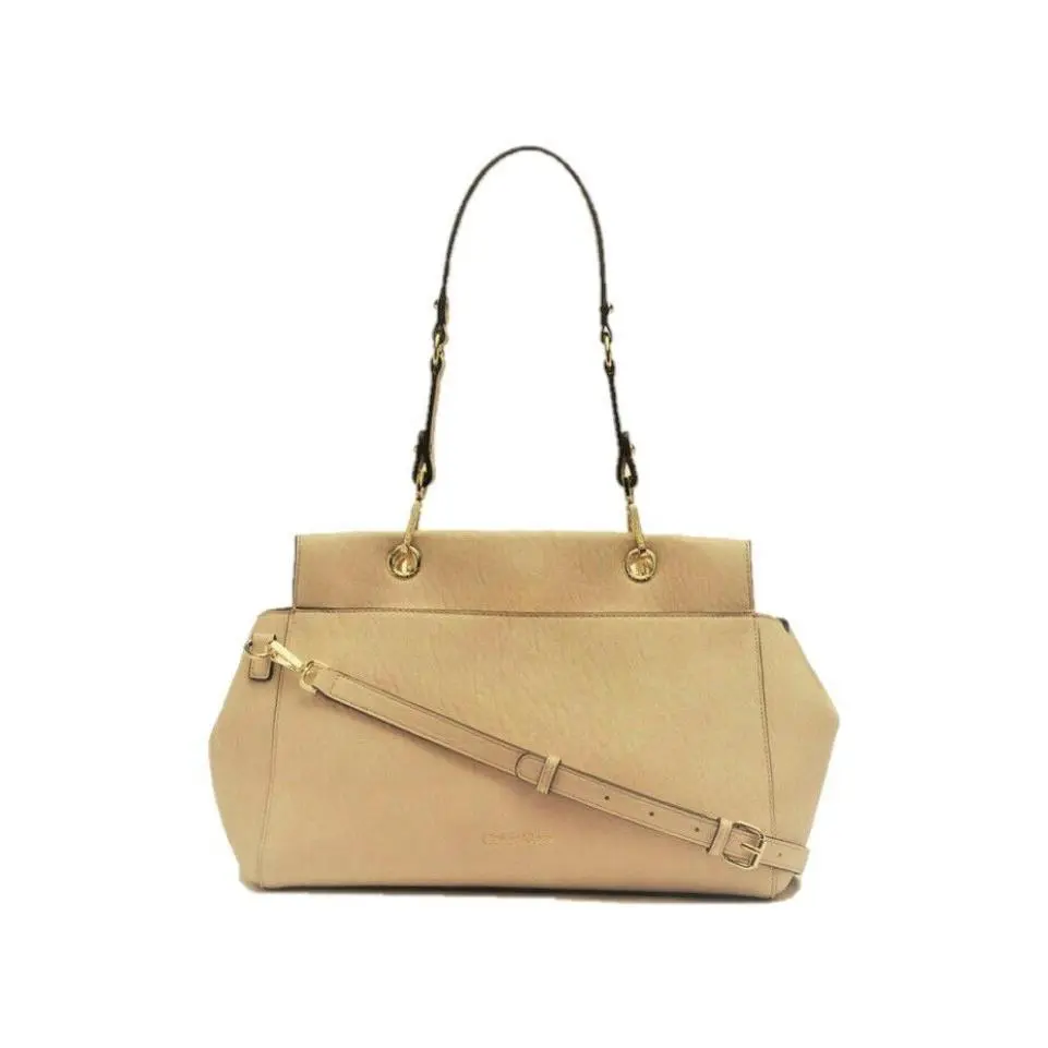 Calvin Klein Sonoma Straw Satchel Light Beige / Gold Handbag - Exterior: Beige