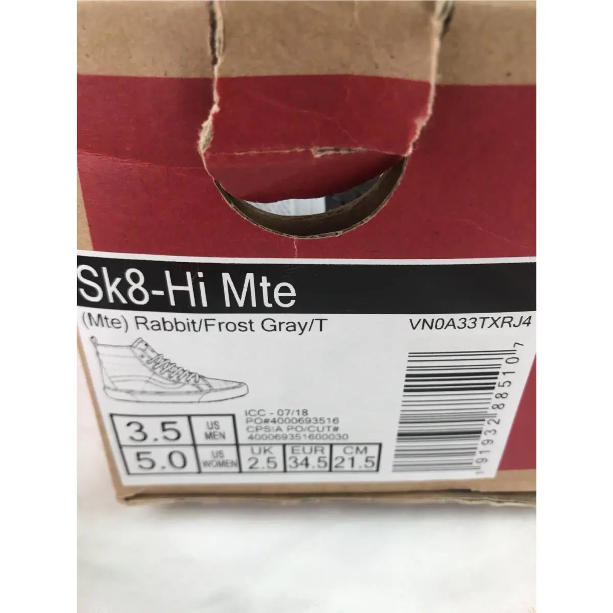 Vans shoes - SK8 HI MTE - MTE - Rabbit Frost Gray Grey White (UPC: 0191932885107) 4