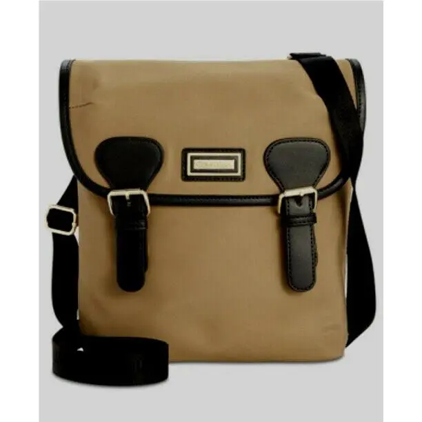 H58 Calvin Klein Dark Beige Florence Nylon Crossbody Handbag