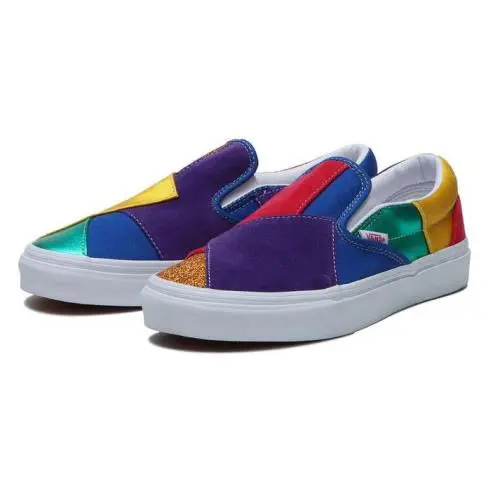 Vans Classic Slipon Pride Picasso Unisex Men 6.5 = Women 8 Shoes Multi Patch - multi Patchwork red blue gold green yellow purple