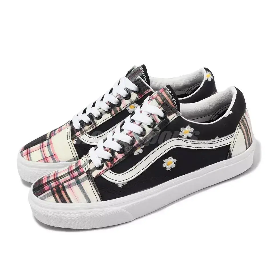 Vans Old Skool Floral Lace Patchwork Unisex Men SZ 8.5 = Women SZ 10 Shoes - Black / Floral Plaid Patchwork