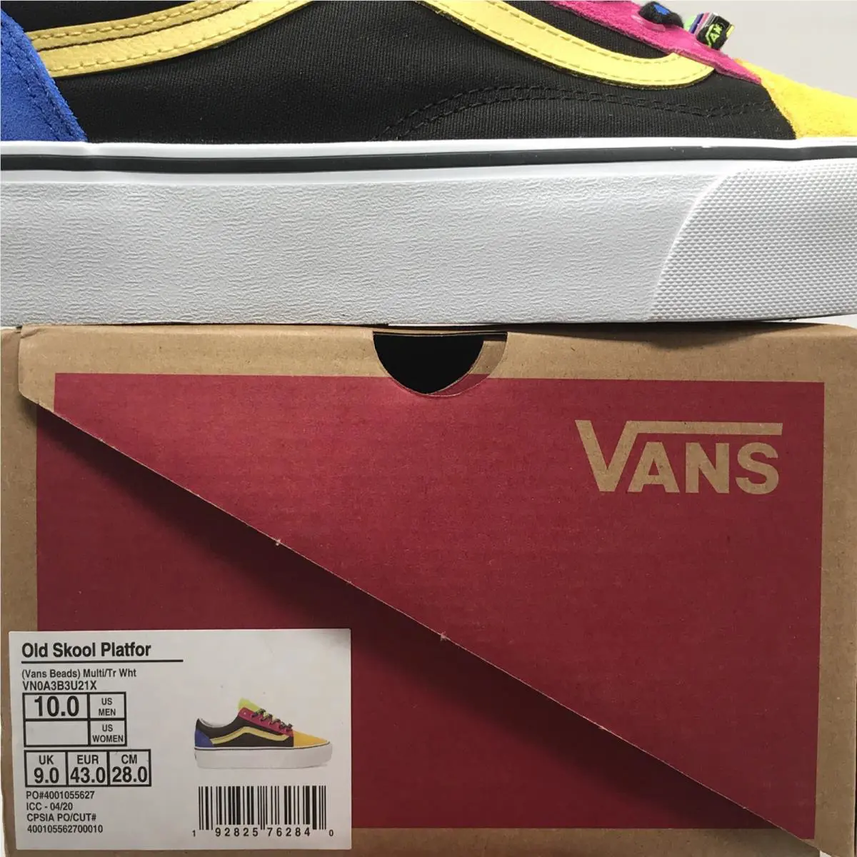 Vans shoes - VANS Old Skool - Old Skool - VN0A3B3U21X - Black / Yellow / Pink / Blue / Green / White, Manufacturer: Multi-Colored / True White (UPC: 0192825762840) 4