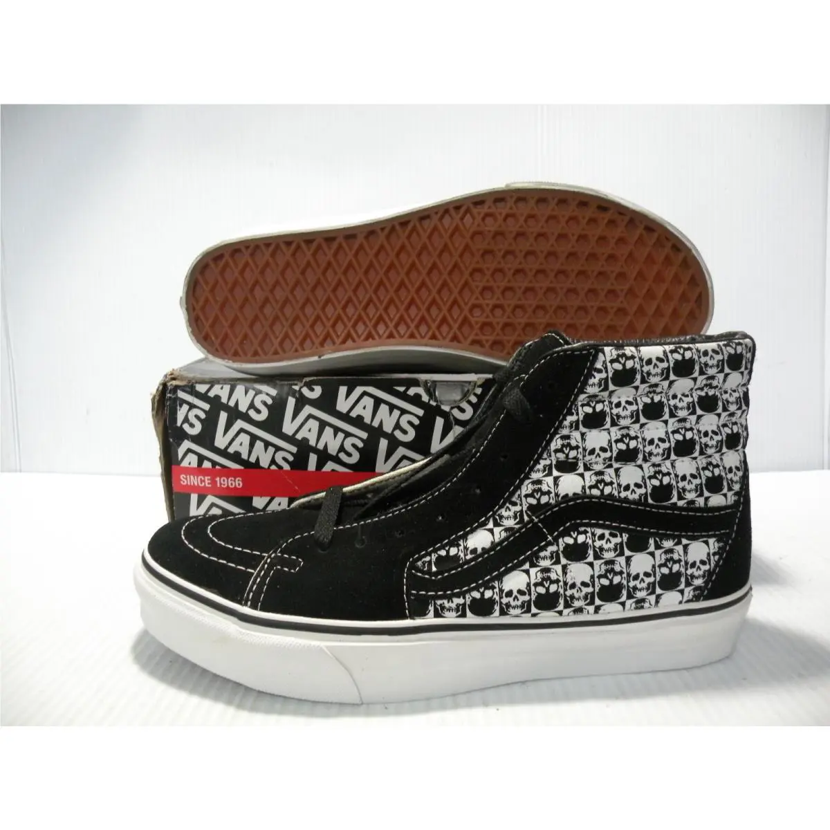 Vans SK8 HI Skulls Suede Sneaker Trainers Sport Men Shoes Black/white Size 9