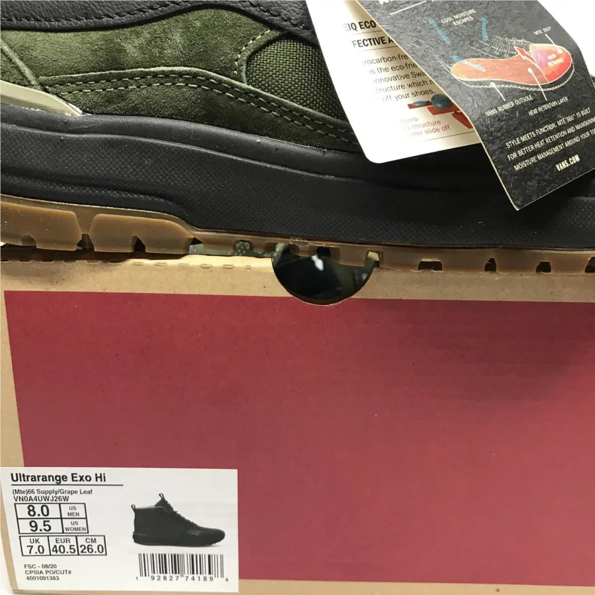 Vans shoes - Vans UltraRange - UltraRange - Grape Leaf Green / Black / Gum (UPC: 0192827741898) 6
