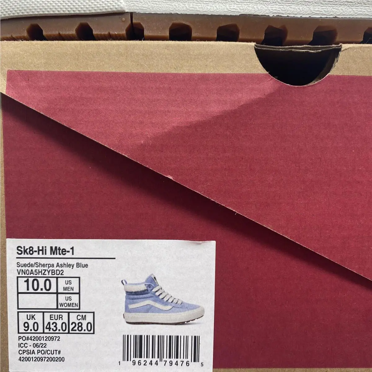 Vans shoes - VANS Sk8 Hi MTE-1 - VN0A5HZYBD2 - Ashley Blue / White (UPC: 0196244794765) 6