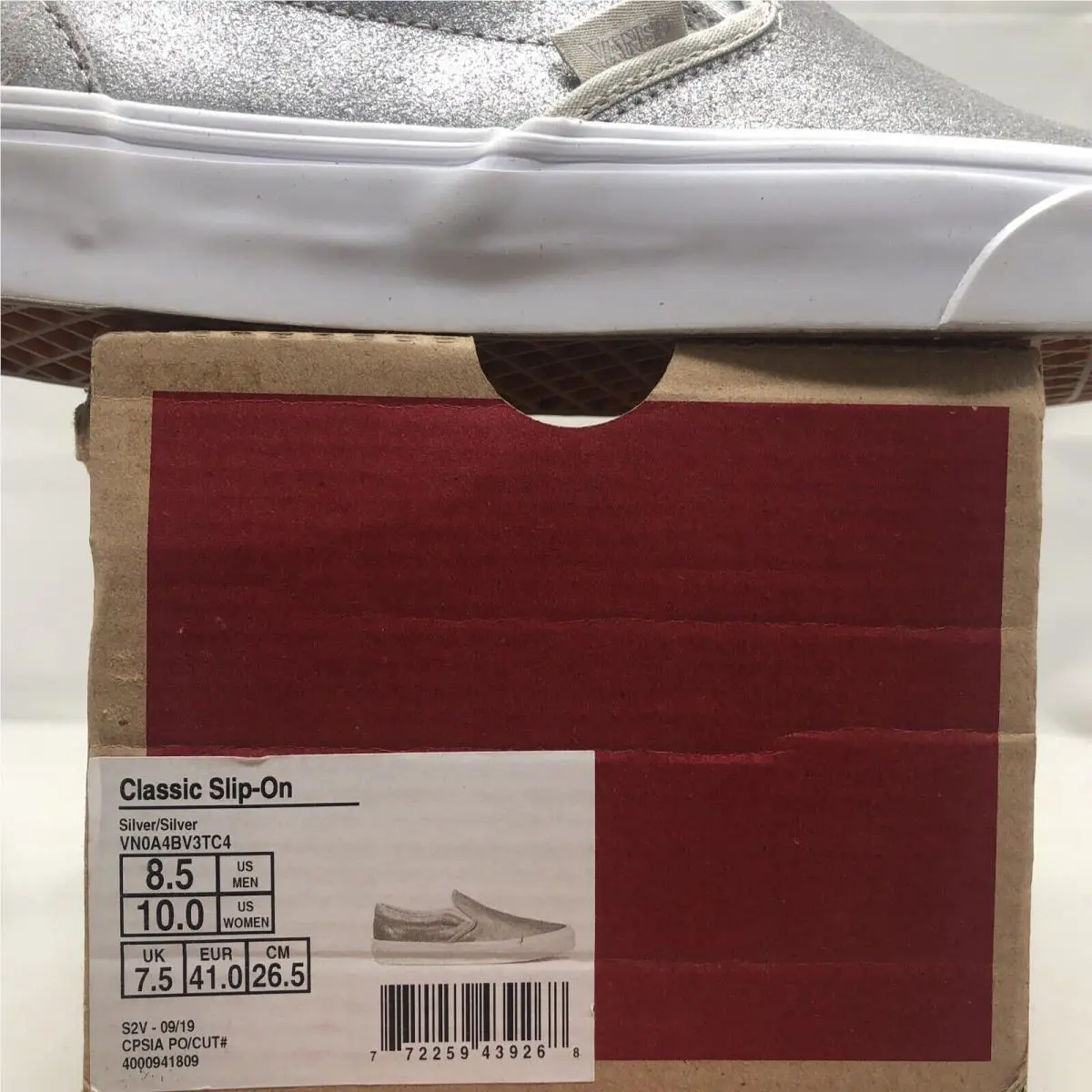 Vans shoes - VANS Classic Slip On - Classic Slip - VN0A4BV3TC4 - Silver / White (UPC: 0772259439268) 5