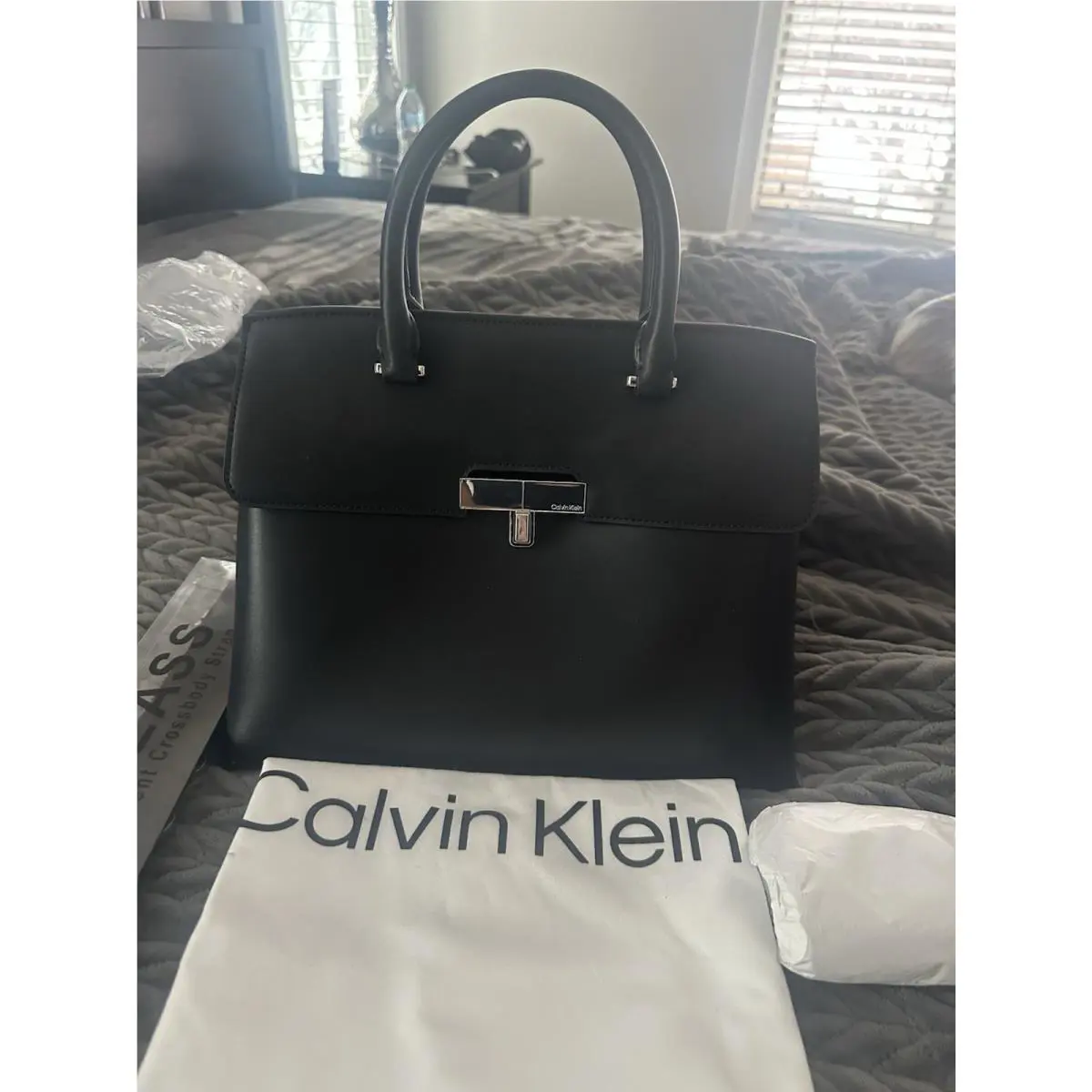 Calvin Klein Clementine Leather Top-handle Satchel Black