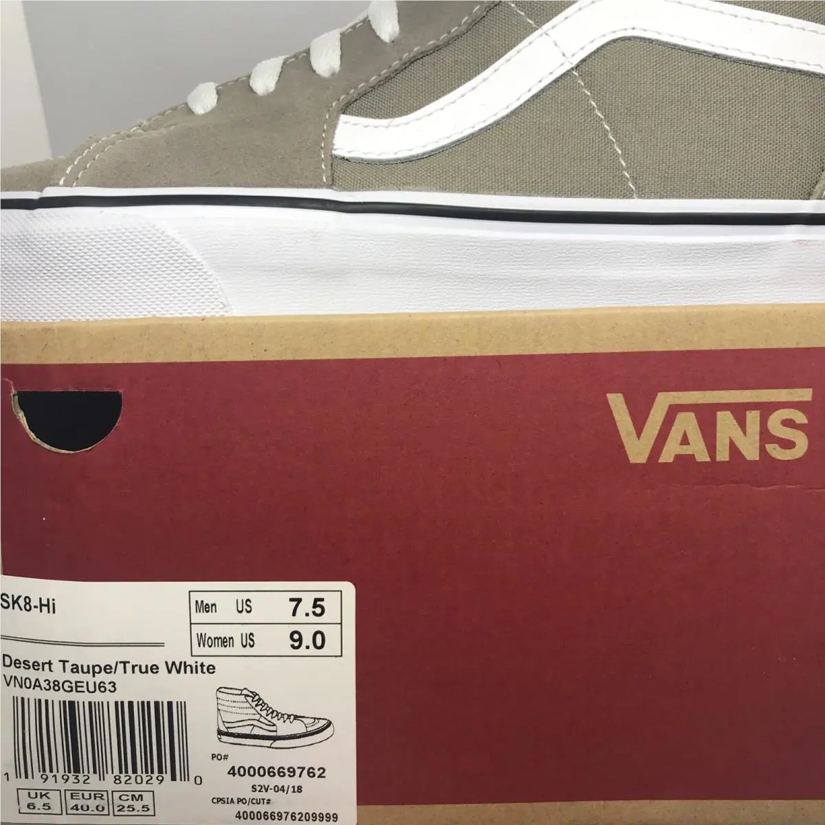 Vans shoes - VANS Sk8 Hi - Desert Taupe / True White (UPC: 0191932820290) 4