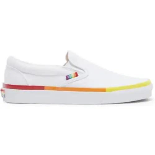 Vans Classic Slip ON Shoes Rainbow Foxing Mens Size 6.5 Womens Size 8.0 White - White