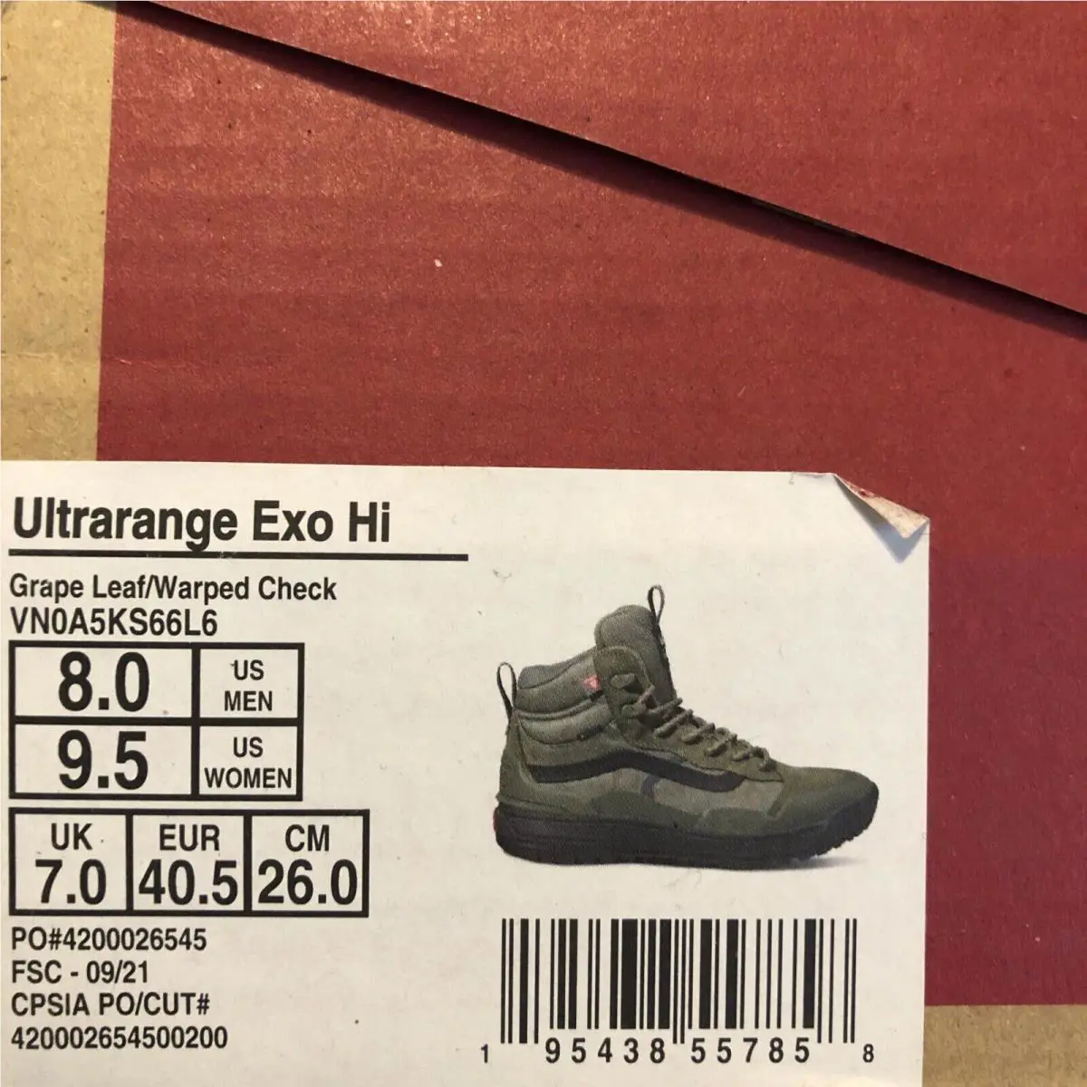 Vans shoes - VANS UltraRange EXO High MTE - VN0A5KS66L6 - Grape Leaf Green / Black (UPC: 0195438557858) 7