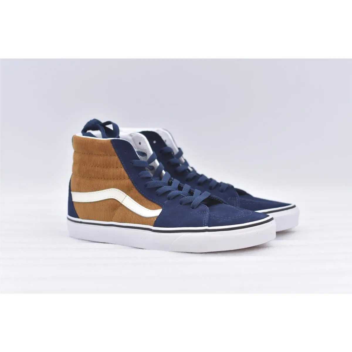 Men`s Vans Sk8-Hi Blue Brown Corduroy High Top Sneakerss Size 9