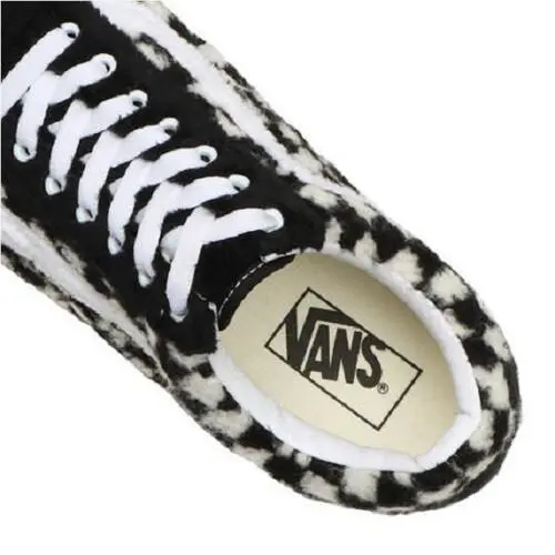 Vans shoes - Black / White Faux Fur Checkerboard 3