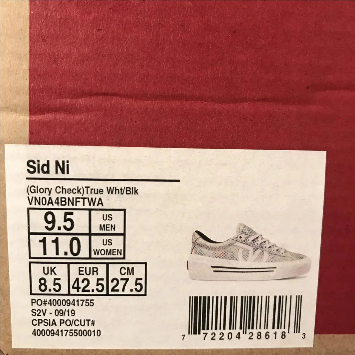 Vans shoes - VANS Sid Ni - Sid - Glory Check - True White / Black (UPC: 0772204286183) 4