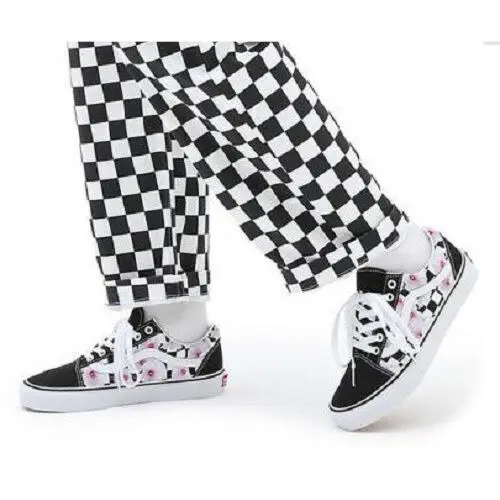 Vans Old Skool Hibiscus Flower Check LO Unisex Men SZ 7.5 = Women SZ 9 Shoes - Hibiscus Check Black