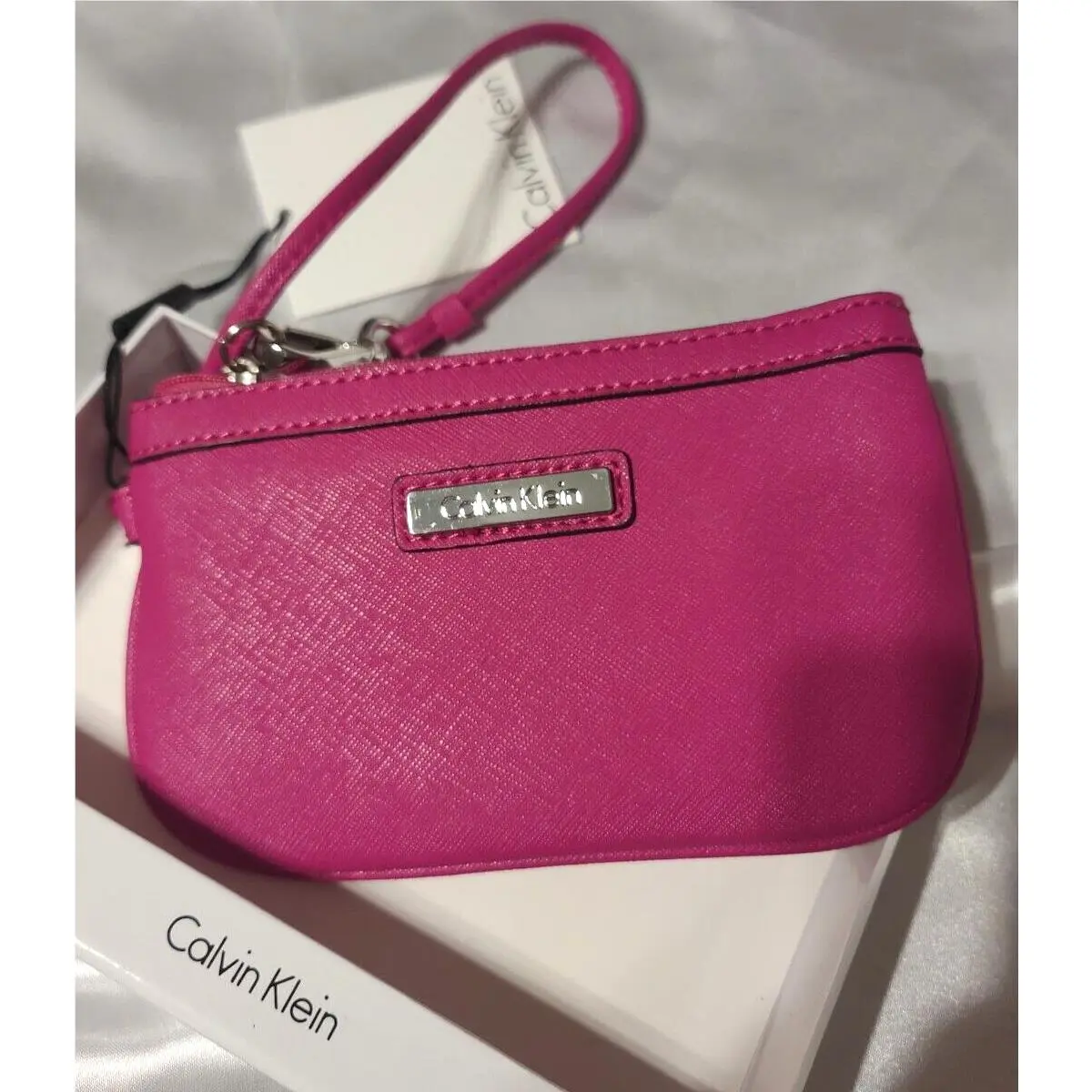 Calvin Klein`s Saffiano Leather Wristlet in Passion Pink Style H2RL1023