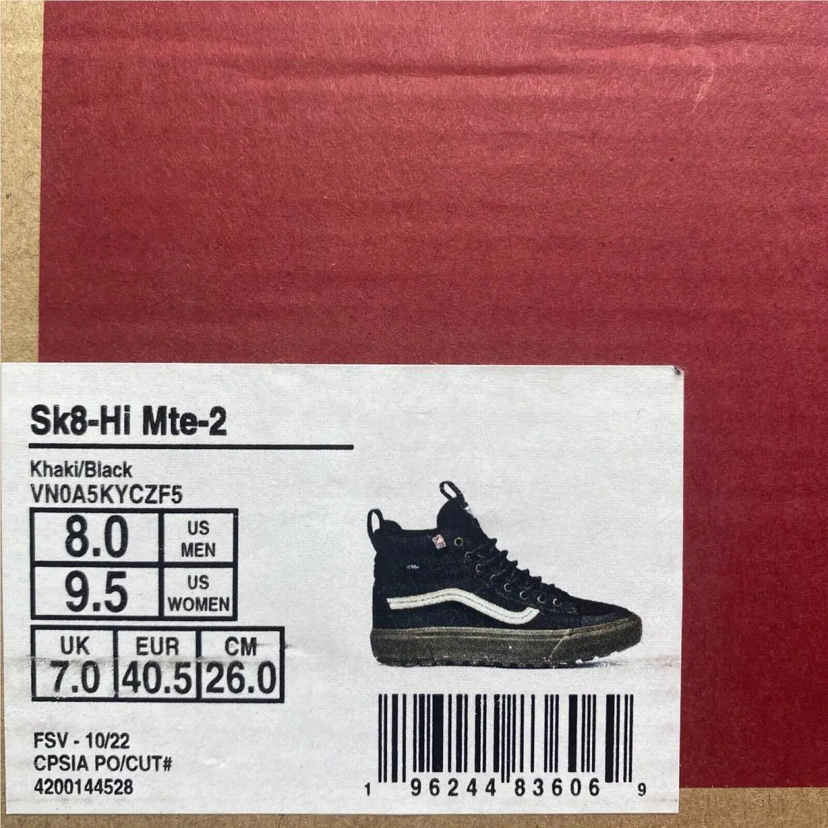 Vans shoes - VANS Sk8 Hi MTE-2 - VN0A5KYCZF5 - Black Khaki White (UPC: 0196244836069) 7