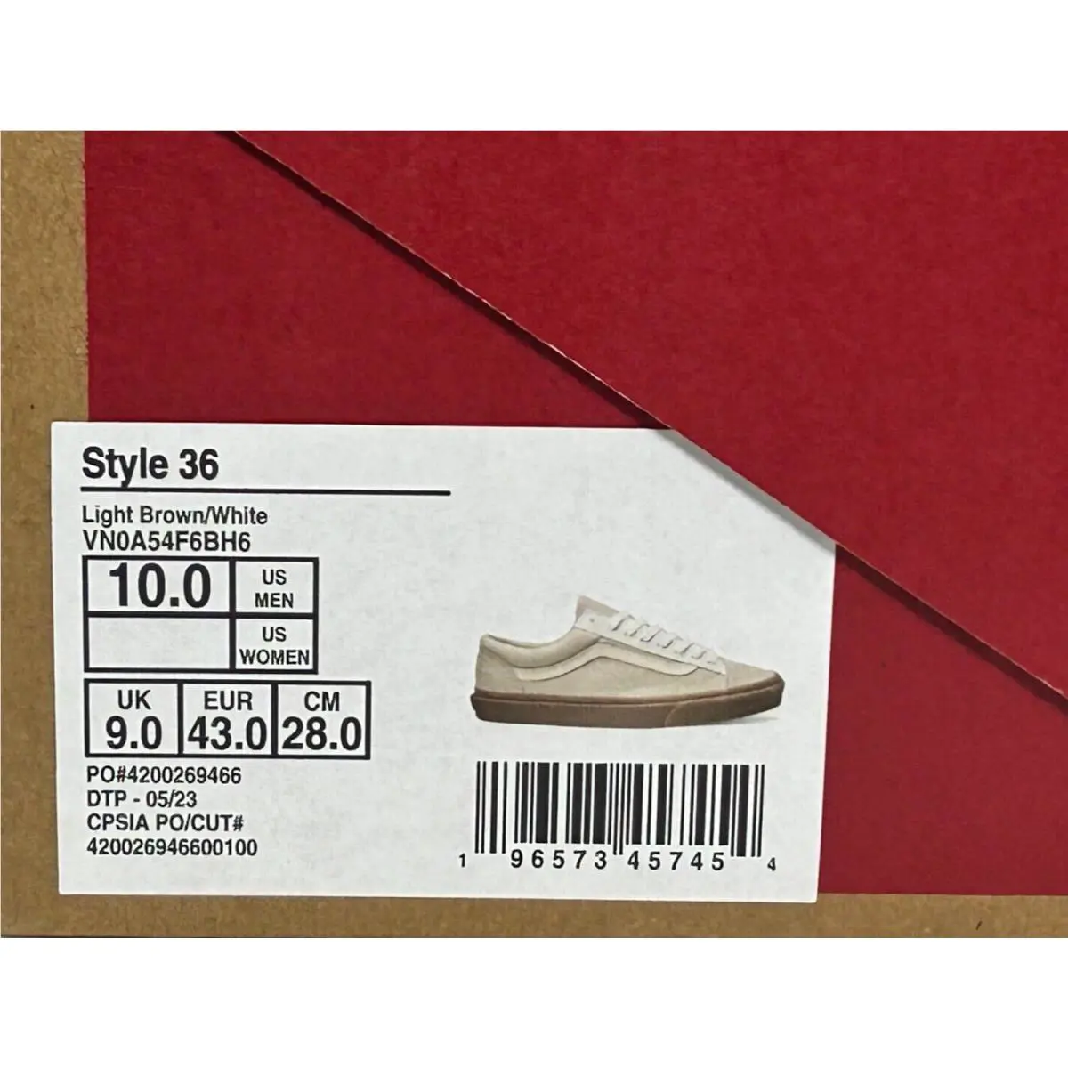 Vans shoes - Vans Style 36 - Style - VN0A54F6BH6 - Light Brown/White (UPC: 196573457454) 5