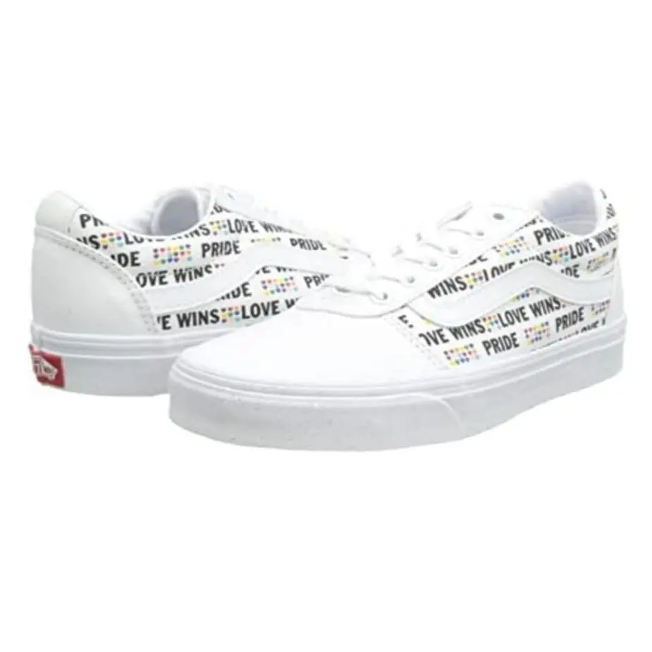 Vans Ward Pride Love Wins White Glitter Skate Womens Size 10 Shoes - White
