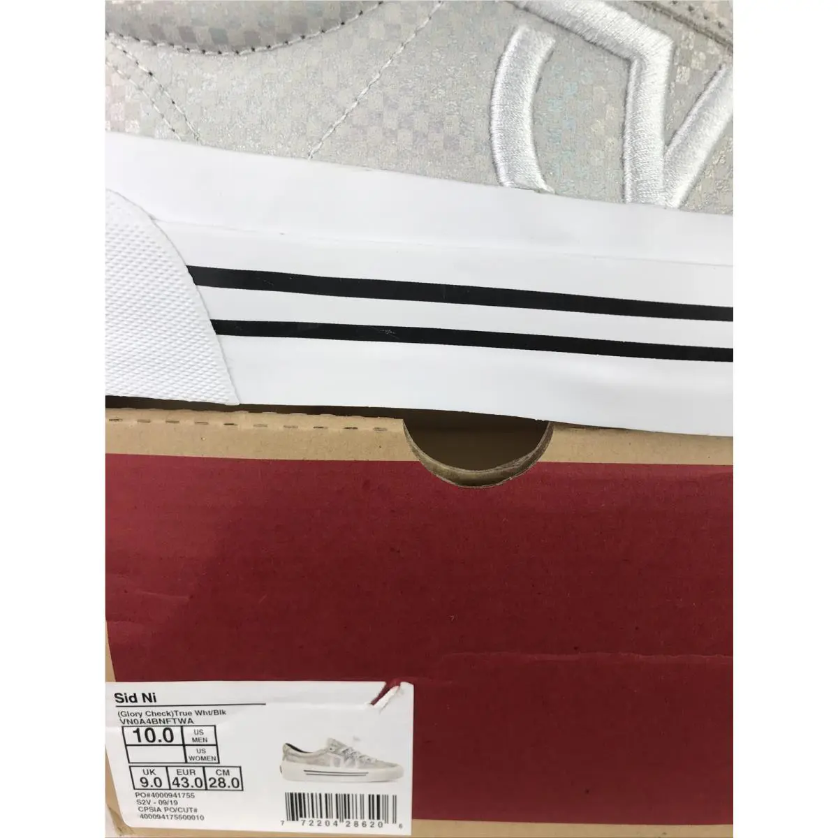 Vans shoes - VANS Sid Ni - Sid - Glory Check - True White / Black (UPC: 0772204286206) 4