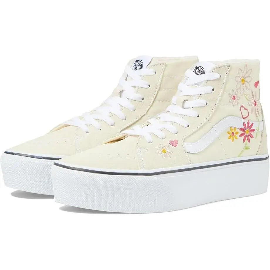 Vans SK8-HI Tapered Platform Unisex Men SZ 7.5 = Women SZ 9 Shoes Floral - Embroidery Classic White/True White - VN00CN5FRL