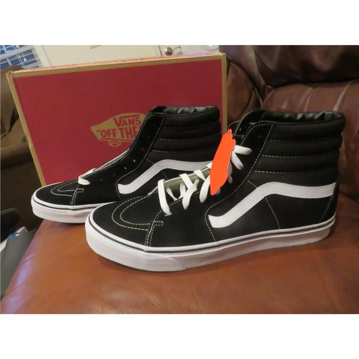 Mens Black White Vans Sk8-H Tennis Shoes 13