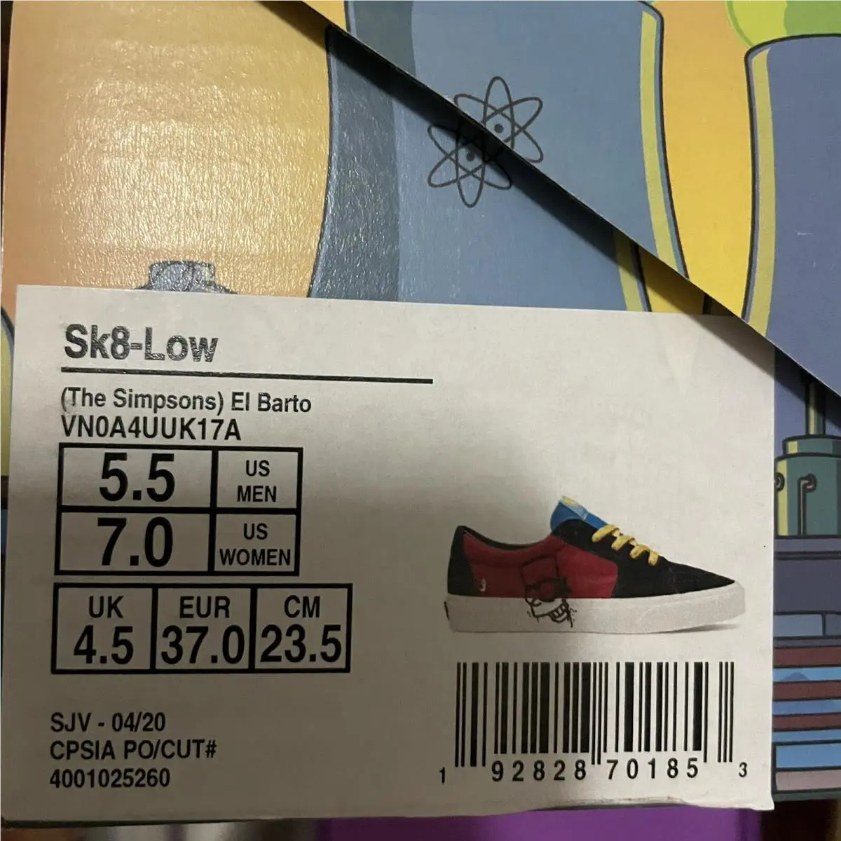 Vans shoes - The Simpsons Sk8-Low El Barto - Black (UPC: 192828701853) 5