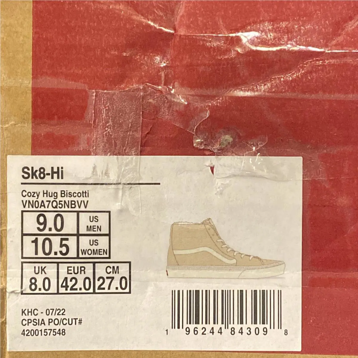 Vans shoes - VANS Sk8 Hi - Cozy Hug - VN0A7Q5NBVV - Biscotti Off White White Light Tan / Khaki, Manufacturer: Biscotti White (UPC: 0196244843098) 5