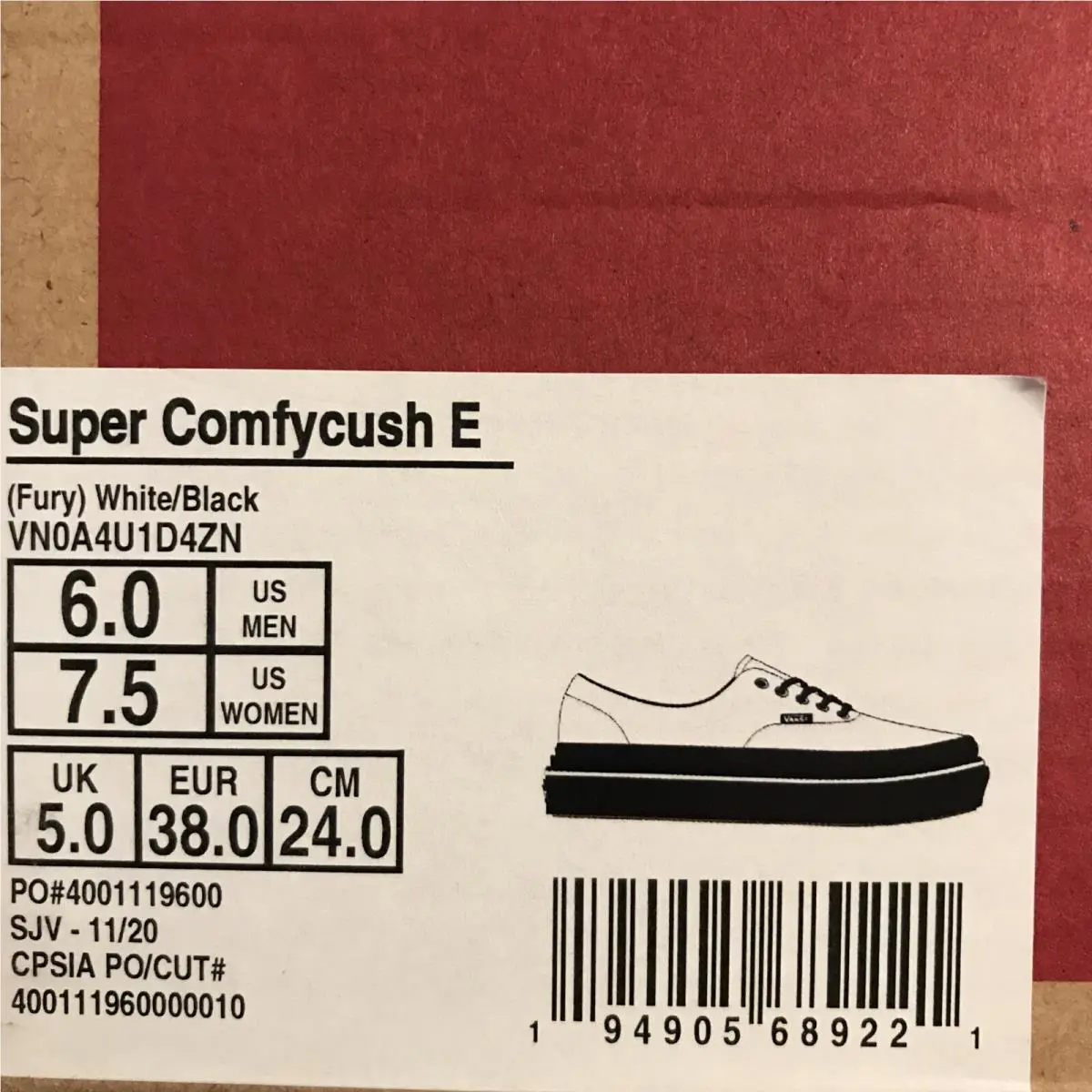 Vans shoes - VANS ComfyCush - ComfyCush - VN0A4U1D4ZN - Black / White, Manufacturer: Black / White (UPC: 0194905689221) 5