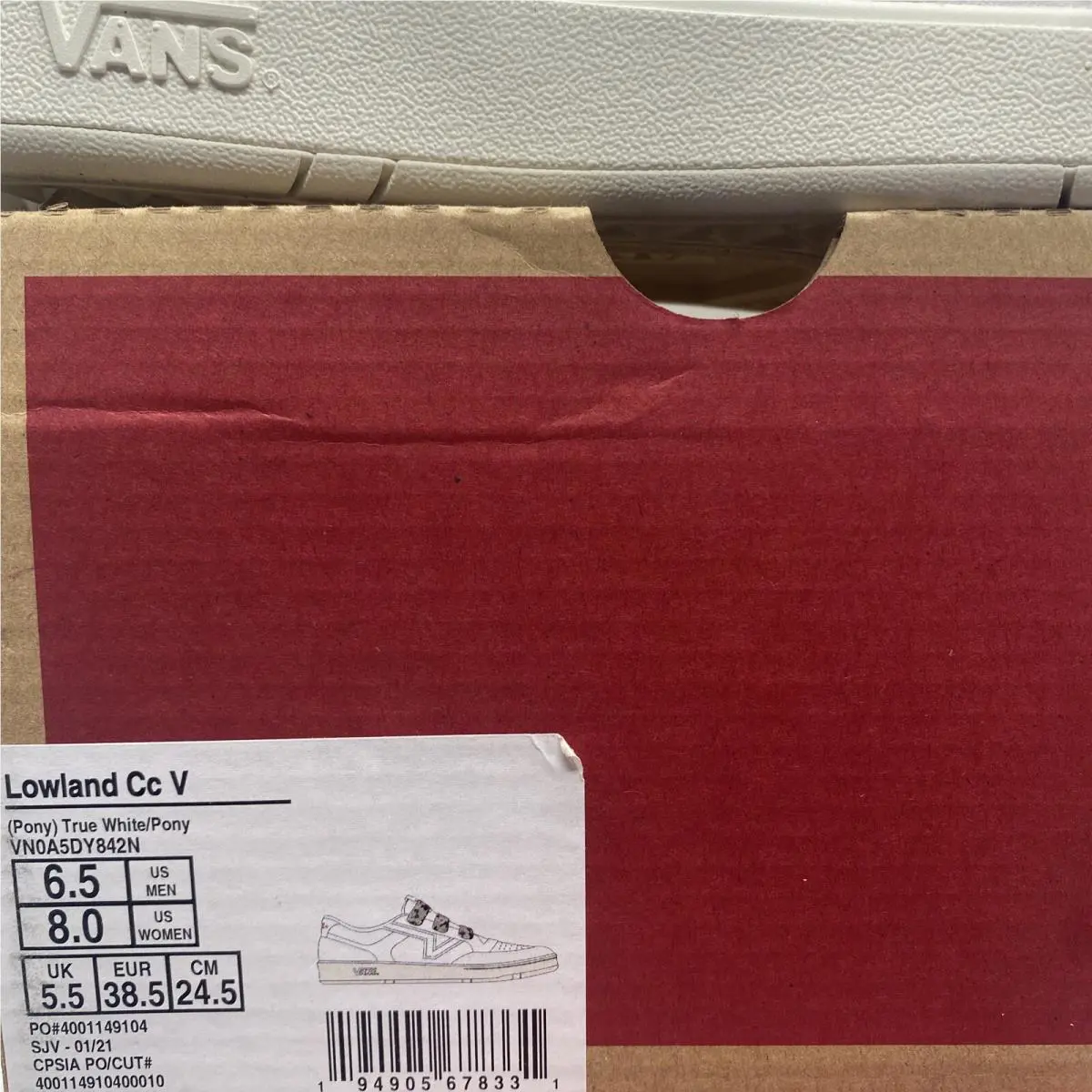 Vans shoes - Lowland CC V - Lowland - VN0A5DY842N - White / Red / Pony, Manufacturer: White / Pony (UPC: 0194905678331) 6